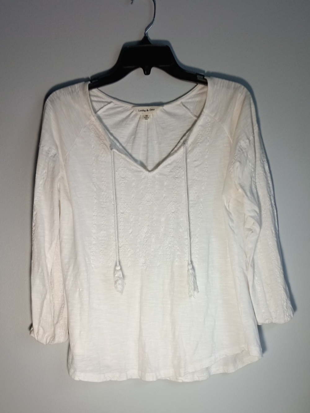 Lucky & Coco White Cotton Embroidered Peasant Tunic